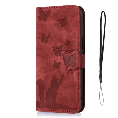 For Samsung Galaxy S20 FE Butterfly Cat Embossing Flip Leather Phone Case(Red) - Galaxy S20 FE Cases by buy2fix | Online Shopping UK | buy2fix