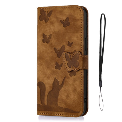 For Samsung Galaxy S23 5G Butterfly Cat Embossing Flip Leather Phone Case(Brown) - Galaxy S23 5G Cases by buy2fix | Online Shopping UK | buy2fix