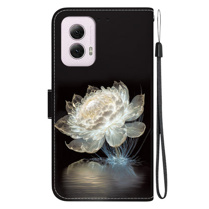 For Motorola Moto G Power 5G 2024 Crystal Texture Colored Drawing Leather Phone Case(Crystal Peony) - Motorola Cases by buy2fix | Online Shopping UK | buy2fix