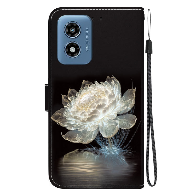 For Motorola Moto G Play 4G 2024 Crystal Texture Colored Drawing Leather Phone Case(Crystal Peony) - Motorola Cases by buy2fix | Online Shopping UK | buy2fix