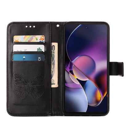 For Motorola Moto G Stylus 5G 2024 Embossed Butterfly Leather Phone Case(Black) - Motorola Cases by buy2fix | Online Shopping UK | buy2fix