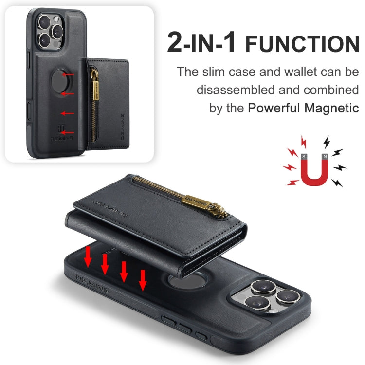 For iPhone 16 Pro Max DG.MING M5 Series Zip RFID Multi Card Detachable Leather Phone Case(Black) - iPhone 16 Pro Max Cases by DG.MING | Online Shopping UK | buy2fix