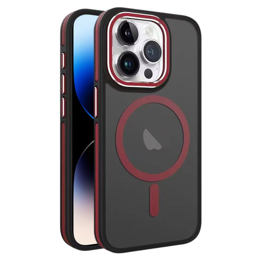 For iPhone 14 Pro Max Two-color Frosted MagSafe Magnetic Phone Case(Red) - iPhone 14 Pro Max Cases by buy2fix | Online Shopping UK | buy2fix