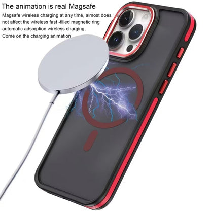 For iPhone 14 Pro Max Two-color Frosted MagSafe Magnetic Phone Case(Red) - iPhone 14 Pro Max Cases by buy2fix | Online Shopping UK | buy2fix