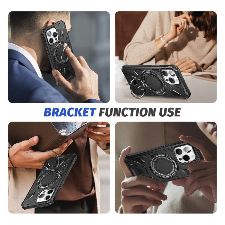 For iPhone 12/12 Pro MagSafe Magnetic Shockproof Phone Case with Ring Holder(Black) - iPhone 12 / 12 Pro Cases by buy2fix | Online Shopping UK | buy2fix