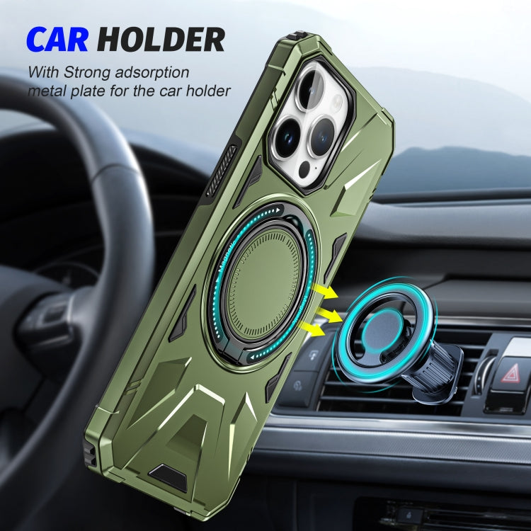 For iPhone 11 MagSafe Magnetic Shockproof Phone Case with Ring Holder(Dark Green) - iPhone 11 Cases by buy2fix | Online Shopping UK | buy2fix