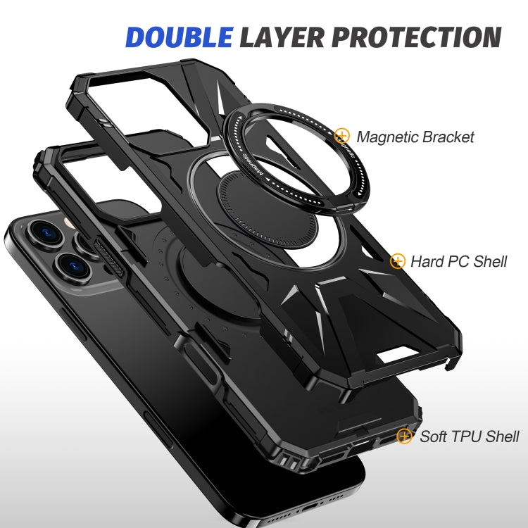 For iPhone 16 Pro MagSafe Magnetic Shockproof Phone Case with Ring Holder(Black) - iPhone 16 Pro Cases by buy2fix | Online Shopping UK | buy2fix