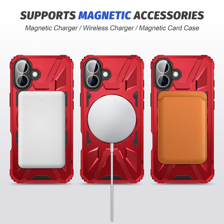 For iPhone 16 MagSafe Magnetic Shockproof Phone Case with Ring Holder(Red) - iPhone 16 Cases by buy2fix | Online Shopping UK | buy2fix