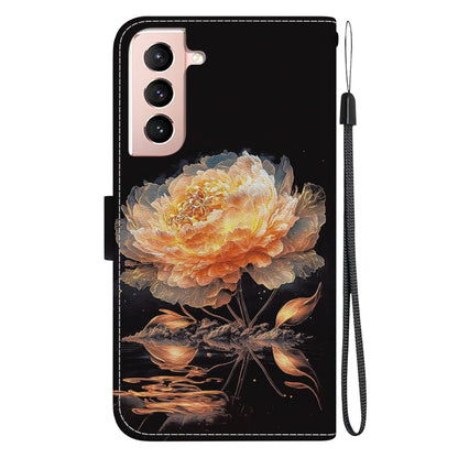 For Samsung Galaxy S21+ 5G Crystal Texture Colored Drawing Leather Phone Case(Gold Peony) - Galaxy S21+ 5G Cases by buy2fix | Online Shopping UK | buy2fix