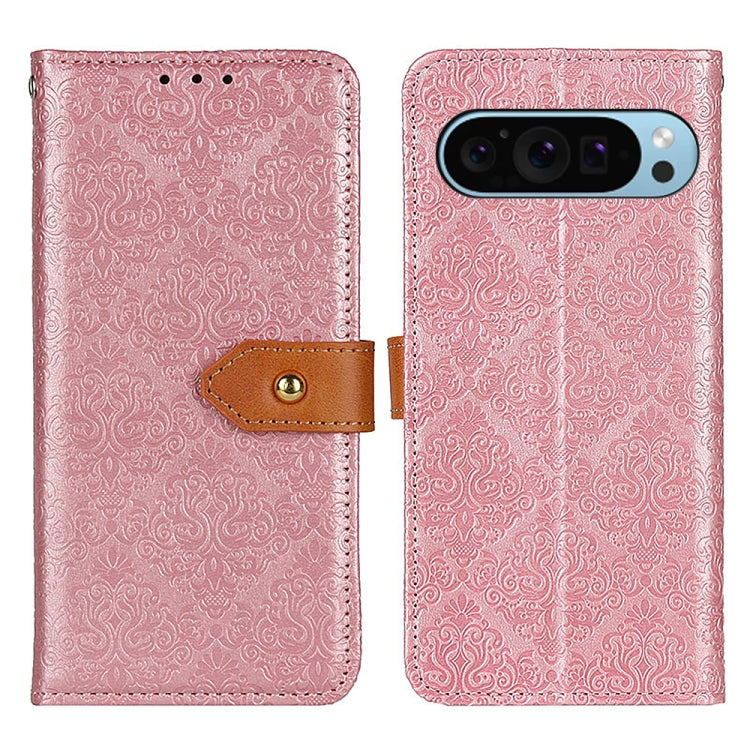 For Google Pixel 9 European Floral Embossed Leather Phone Case(Pink) - Google Cases by buy2fix | Online Shopping UK | buy2fix