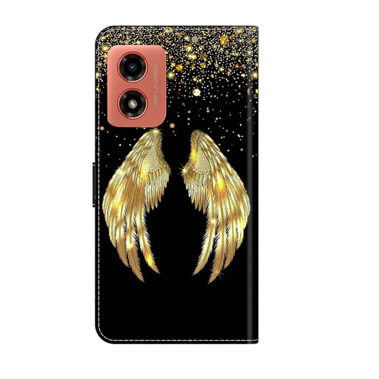 For Motorola Moto G04 Crystal 3D Shockproof Protective Leather Phone Case(Golden Wings) - Motorola Cases by buy2fix | Online Shopping UK | buy2fix