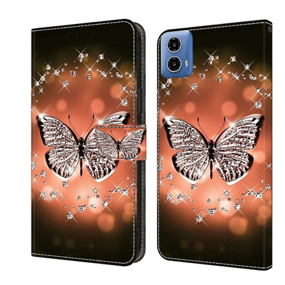 For Motorola Moto G34 Crystal 3D Shockproof Protective Leather Phone Case(Crystal Butterfly) - Motorola Cases by buy2fix | Online Shopping UK | buy2fix