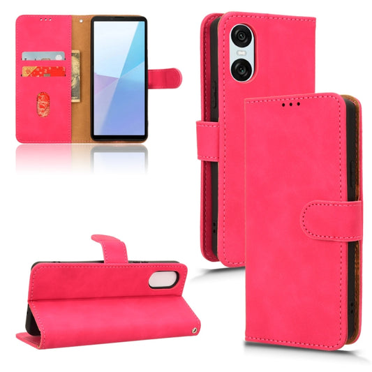 For Sony Xperia 10 VI 2024 Skin Feel Magnetic Flip Leather Phone Case(Rose Red) - Sony Cases by buy2fix | Online Shopping UK | buy2fix