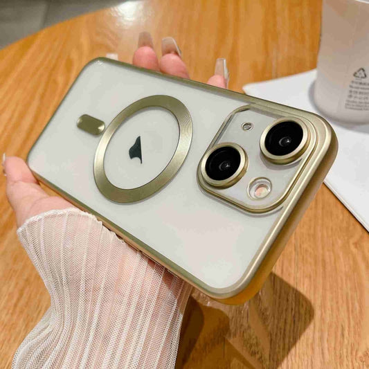 For iPhone 15 Plus MagSafe Magnetic Frosted TPU Phone Case(Gold) - iPhone 15 Plus Cases by buy2fix | Online Shopping UK | buy2fix
