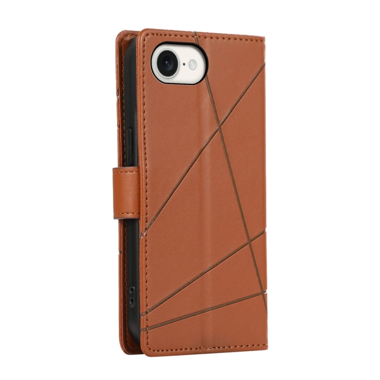 For iPhone SE 2024 PU Genuine Leather Texture Embossed Line Phone Case(Brown) - More iPhone Cases by buy2fix | Online Shopping UK | buy2fix