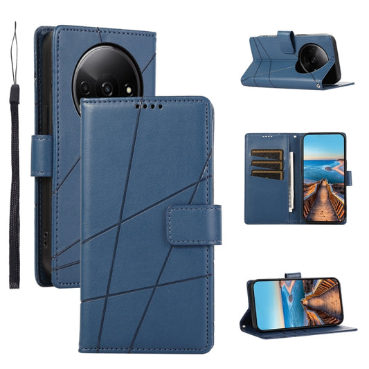 For Xiaomi Redmi A3 PU Genuine Leather Texture Embossed Line Phone Case(Blue) - Xiaomi Cases by buy2fix | Online Shopping UK | buy2fix