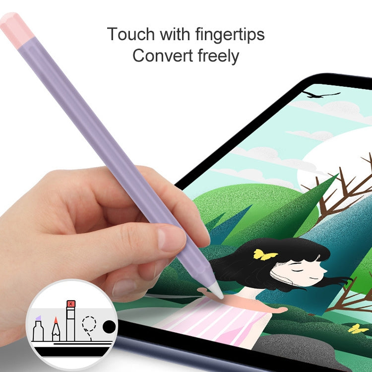 For Apple Pencil 2 Stylus Touch Pen Split Contrast Color Silicone Protective Case(Lemon Avocado) - Pencil Accessories by buy2fix | Online Shopping UK | buy2fix