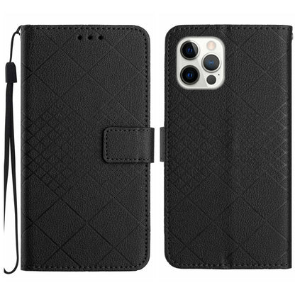 For iPhone 16 Pro Max Rhombic Grid Texture Leather Phone Case(Black) - iPhone 16 Pro Max Cases by buy2fix | Online Shopping UK | buy2fix