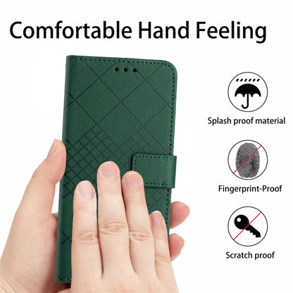 For iPhone 16 Plus Rhombic Grid Texture Leather Phone Case(Green) - iPhone 16 Plus Cases by buy2fix | Online Shopping UK | buy2fix