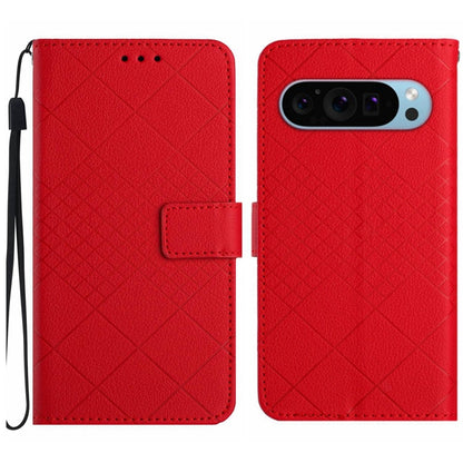 For Google Pixel 9 Rhombic Grid Texture Leather Phone Case(Red) - Google Cases by buy2fix | Online Shopping UK | buy2fix