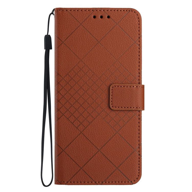 For Motorola Moto G Play 4G 2024 Rhombic Grid Texture Leather Phone Case(Brown) - Motorola Cases by buy2fix | Online Shopping UK | buy2fix