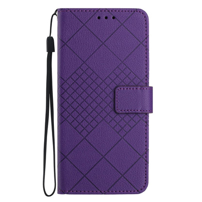 For Motorola Moto G Play 5G 2024 Rhombic Grid Texture Leather Phone Case(Purple) - Motorola Cases by buy2fix | Online Shopping UK | buy2fix