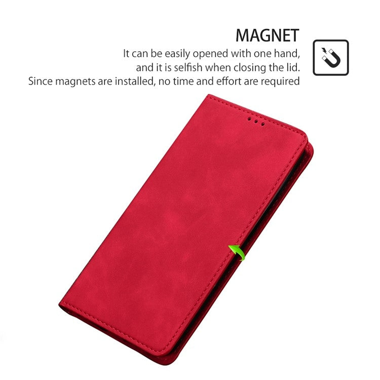 For Motorola Moto G Play 4G 2024 Skin Feel Magnetic Leather Phone Case(Red) - Motorola Cases by buy2fix | Online Shopping UK | buy2fix