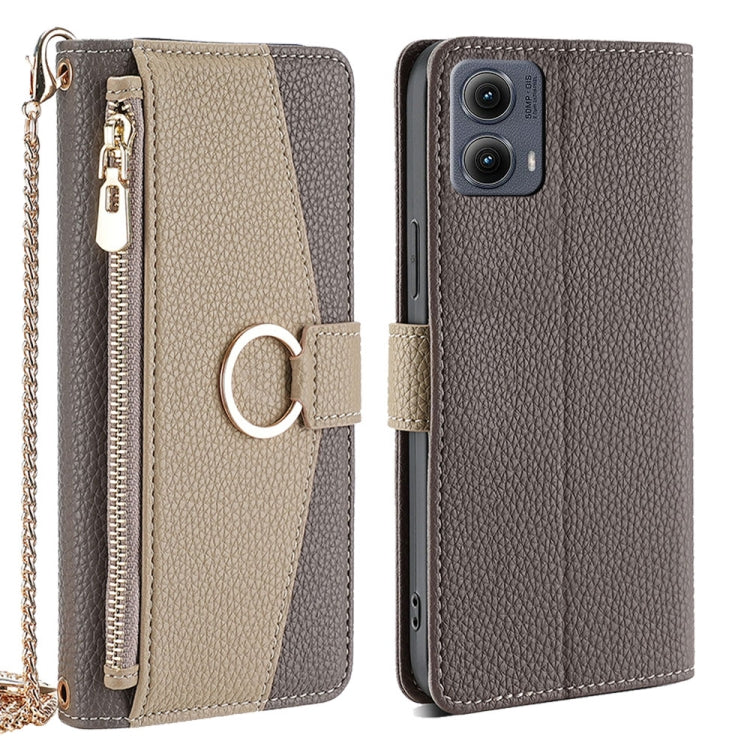 For Motorola Edge 5G 2024 Crossbody Litchi Texture Leather Phone Case(Grey) - Motorola Cases by buy2fix | Online Shopping UK | buy2fix