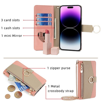 For Xiaomi Redmi 13C Crossbody Litchi Texture Leather Phone Case(Pink) - 13C Cases by buy2fix | Online Shopping UK | buy2fix