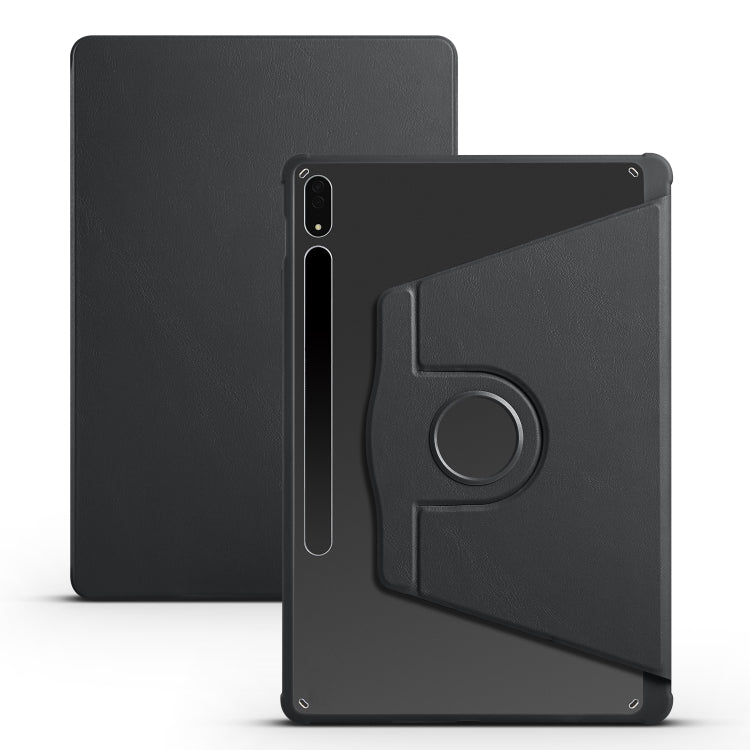 For Samsung Galaxy Tab S9+ X810 Acrylic 360 Degree Rotation Holder Tablet Leather Case(Black) - Galaxy Tab S9+ Cases by buy2fix | Online Shopping UK | buy2fix