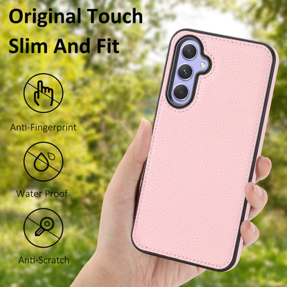 For Samsung Galaxy S24+ 5G Litchi Pattern Stitched Side-mounted Phone Case(Pink) - Galaxy S24+ 5G Cases by buy2fix | Online Shopping UK | buy2fix