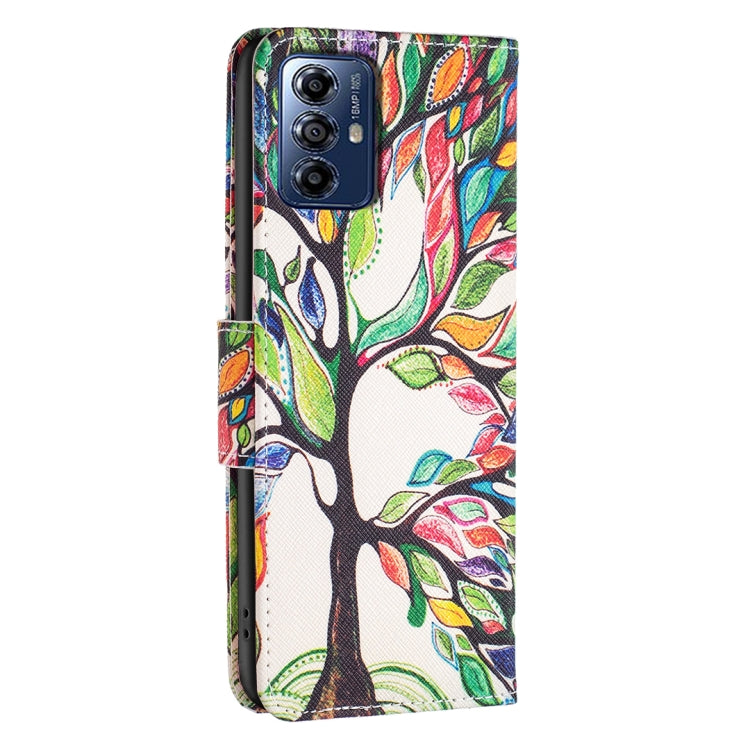 For Motorola Moto G Play 2024 Colored Drawing Pattern Leather Phone Case(Tree Life) - Motorola Cases by buy2fix | Online Shopping UK | buy2fix