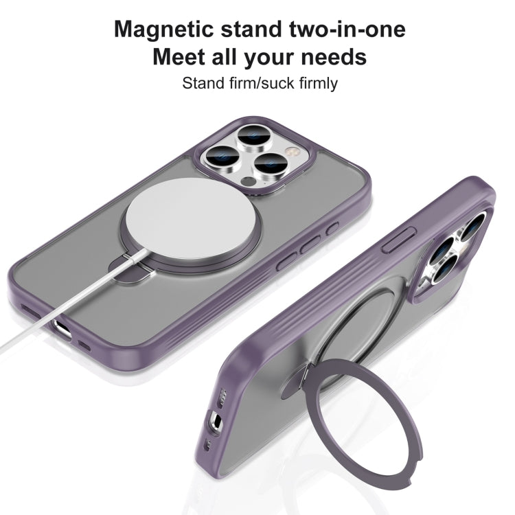 For iPhone 15 Pro Mutural MagSafe Magnetic Holder Phone Case(Dark Purple) - iPhone 15 Pro Cases by Mutural | Online Shopping UK | buy2fix