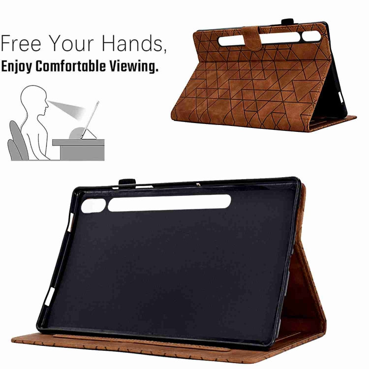 For Samsung Galaxy Tab S9 Rhombus TPU Smart Leather Tablet Case(Brown) - Galaxy Tab S9 Cases by buy2fix | Online Shopping UK | buy2fix