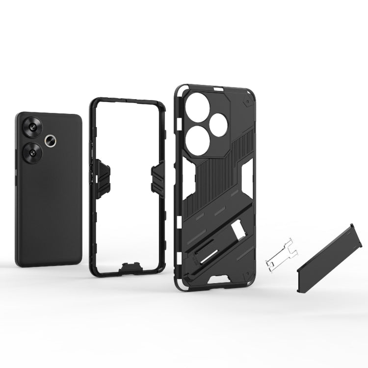 For Xiaomi Redmi Turbo 3 5G Punk Armor 2 in 1 PC + TPU Phone Case with Holder(Red) - Xiaomi Cases by buy2fix | Online Shopping UK | buy2fix