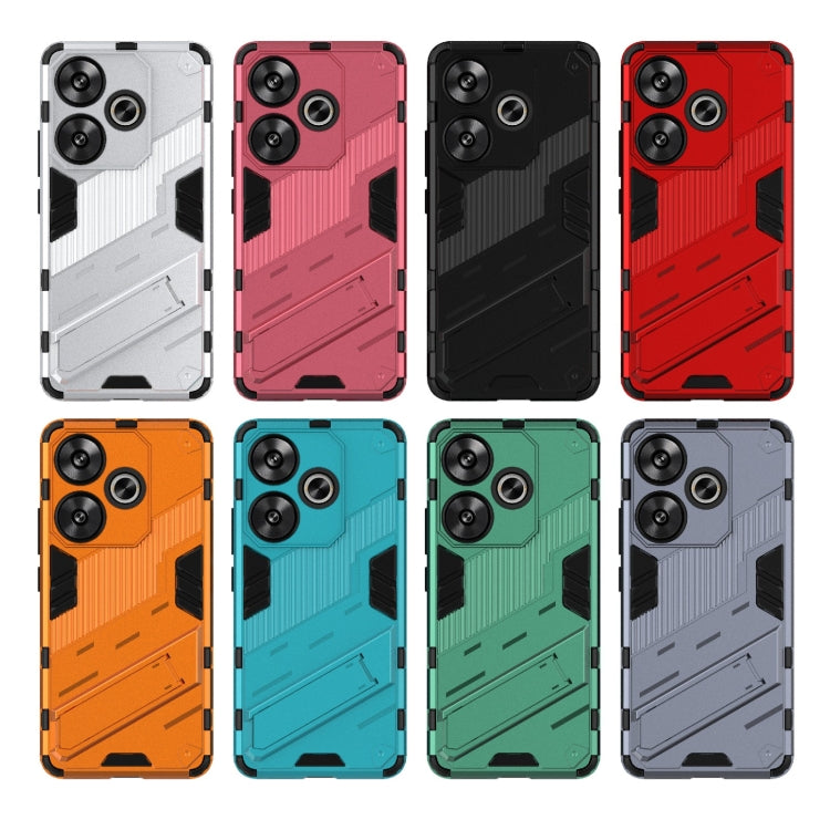 For Xiaomi Redmi Turbo 3 5G Punk Armor 2 in 1 PC + TPU Phone Case with Holder(Light Red) - Xiaomi Cases by buy2fix | Online Shopping UK | buy2fix