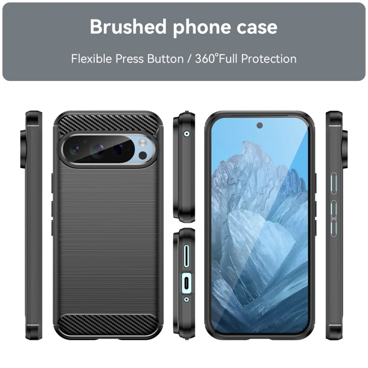 For Google Pixel 9 Pro 5G Carbon Fiber Brushed Texture TPU Phone Case(Black) - Google Cases by buy2fix | Online Shopping UK | buy2fix