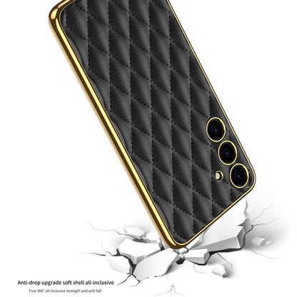 For Samsung Galaxy S24 5G GKK Rhombus Pattern Electroplating Plain PU Phone Case(Black) - Galaxy S24 5G Cases by GKK | Online Shopping UK | buy2fix