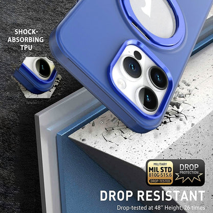 For iPhone 12 / 12 Pro MagSafe 360 Rotate Ring Holder PC Phone Case(Dark Blue) - iPhone 12 / 12 Pro Cases by buy2fix | Online Shopping UK | buy2fix