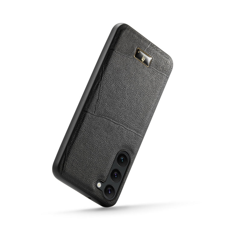 For Samsung Galaxy S24+ 5G Fierre Shann Leather Texture Phone Back Cover Case(Cowhide Black) - Galaxy S24+ 5G Cases by FIERRE SHANN | Online Shopping UK | buy2fix