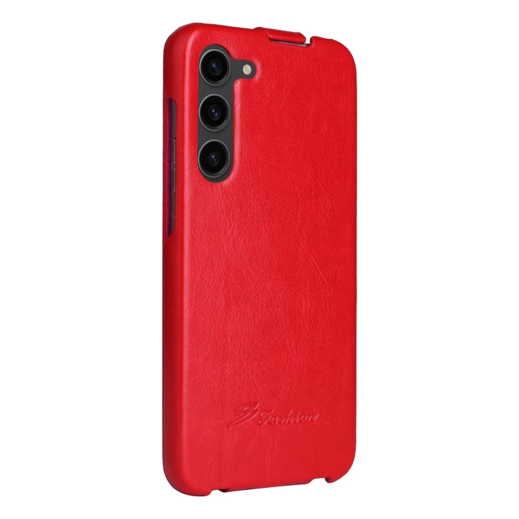 For Samsung Galaxy S24 5G Fierre Shann 64 Texture Vertical Flip PU Leather Phone Case(Red) - Galaxy S24 5G Cases by FIERRE SHANN | Online Shopping UK | buy2fix