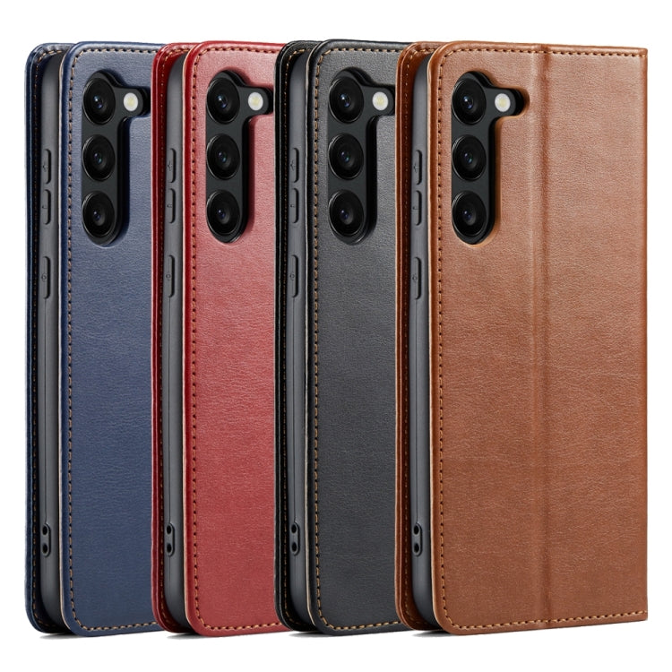 For Samsung Galaxy S24+ 5G Fierre Shann PU Genuine Leather Texture Phone Case(Red) - Galaxy S24+ 5G Cases by FIERRE SHANN | Online Shopping UK | buy2fix