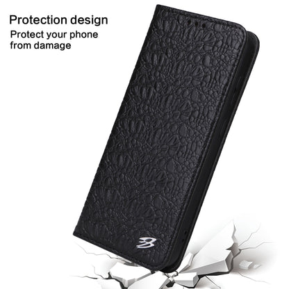 For Samsung Galaxy S24 5G Fierre Shann Crocodile Texture Magnetic Genuine Leather Phone Case(Black) - Galaxy S24 5G Cases by FIERRE SHANN | Online Shopping UK | buy2fix