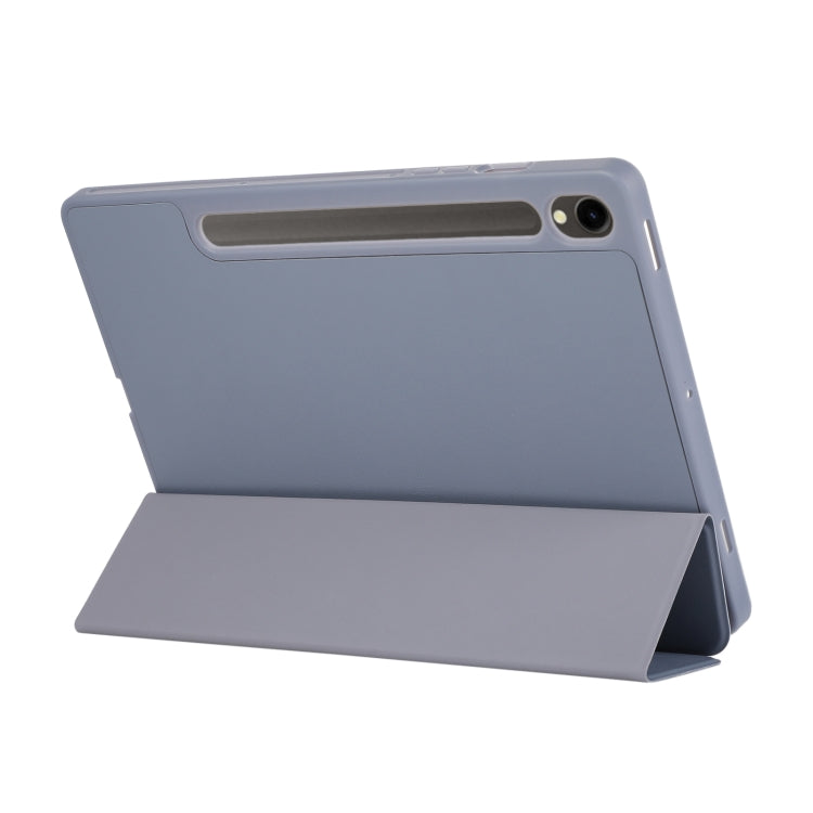 For Samsung Galaxy Tab S9 FE 3-Fold Pure Color TPU Leather Tablet Case with Pen Slot(Lavender) - Galaxy Tab S9 FE by buy2fix | Online Shopping UK | buy2fix