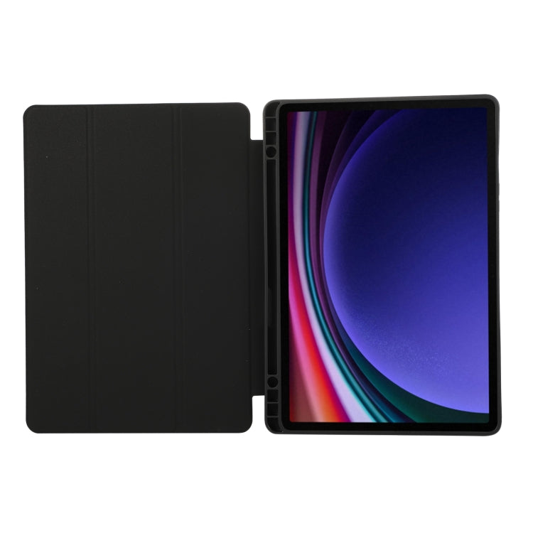 For Samsung Galaxy Tab S9 3-Fold Pure Color TPU Leather Tablet Case with Pen Slot(Black) - Galaxy Tab S9 Cases by buy2fix | Online Shopping UK | buy2fix