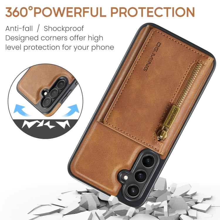 For Samsung Galaxy S23 FE 5G DG.MING M5 Series Zip RFID Multi Card Detachable Leather Phone Case(Brown) - Galaxy S23 FE 5G Cases by DG.MING | Online Shopping UK | buy2fix