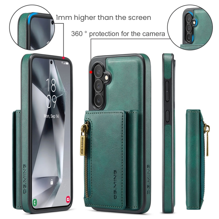 For Samsung Galaxy S24+ 5G DG.MING M5 Series Zip RFID Multi Card Detachable Leather Phone Case(Green) - Galaxy S24+ 5G Cases by DG.MING | Online Shopping UK | buy2fix