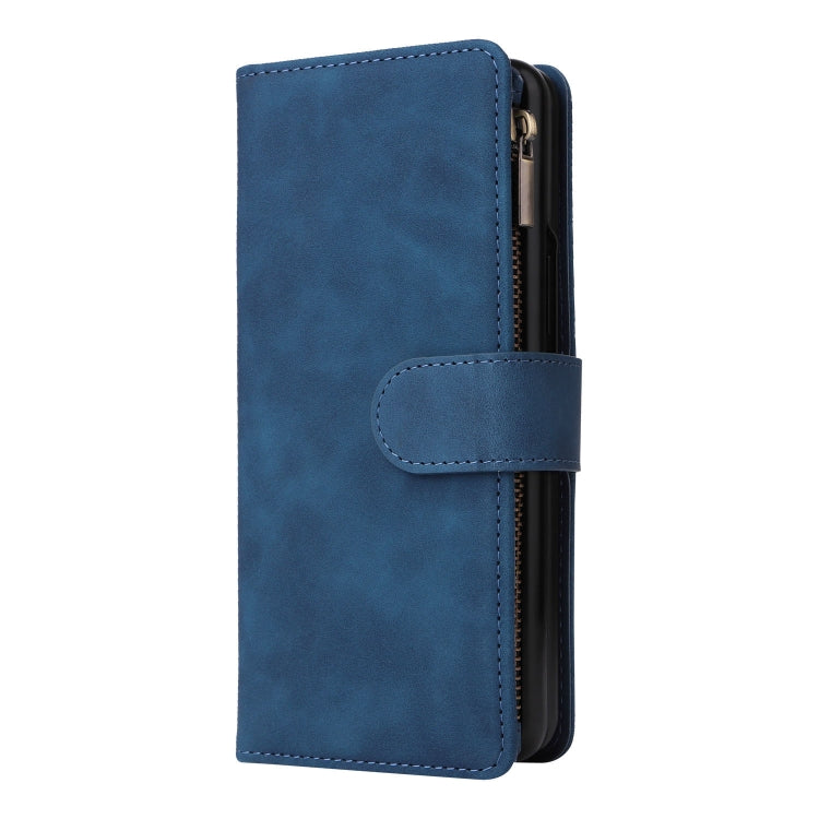 For Samsung Galaxy Z Fold5 Multifunctional Frosted Zipper Wallet Leather Phone Case(Blue) - Galaxy Z Fold5 Cases by buy2fix | Online Shopping UK | buy2fix