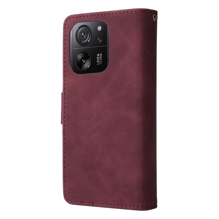 For Xiaomi 13T / 13T Pro Multifunctional Frosted Zipper Wallet Leather Phone Case(Wine Red) - Xiaomi Cases by buy2fix | Online Shopping UK | buy2fix