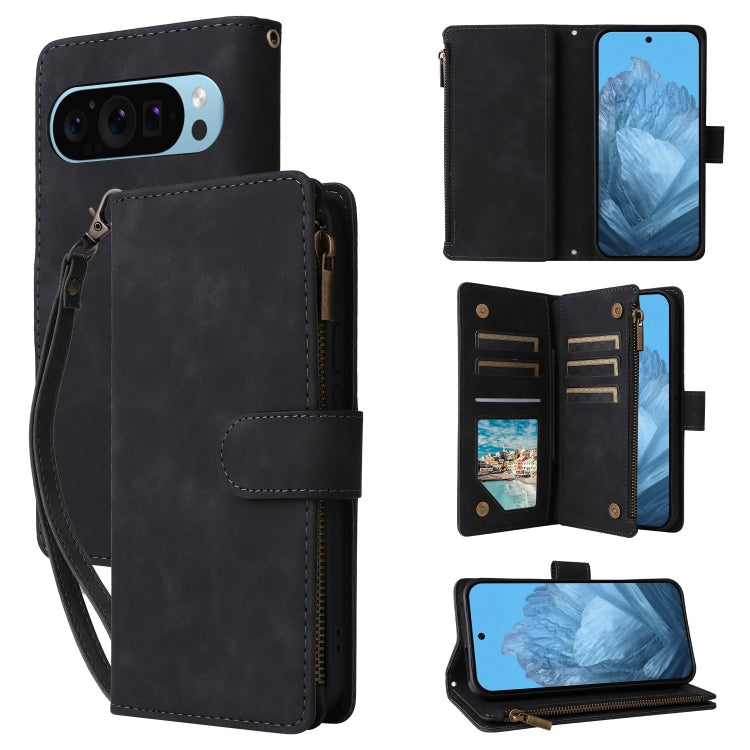 For Google Pixel 9 Multifunctional Multi-Card Wallet Phone Leather Case(Black) - Google Cases by buy2fix | Online Shopping UK | buy2fix